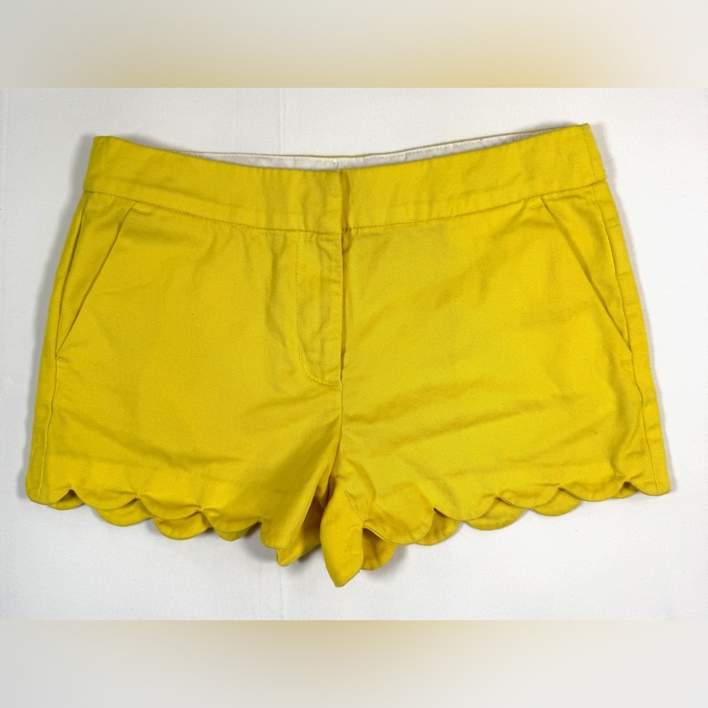 CREWCUTS J. Crew Girls' Yellow Scallop Hem Chino Shorts‎ Preppy Spring Size 10